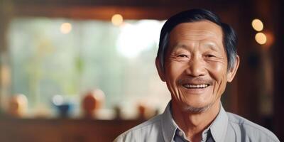 AI generated The kindness in the smile of a seasoned Asian elder is palpable photo