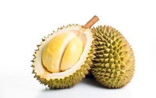 AI generated fresh durian isolated on white background photo