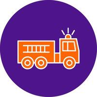 Fire Truck Line Filled Circle Icon vector