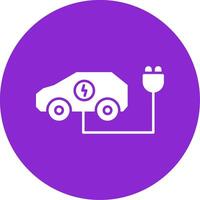 Electric Car Glyph Circle Icon vector