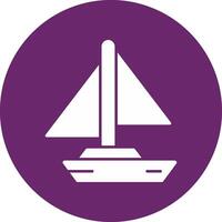 Small Yacht Glyph Circle Icon vector