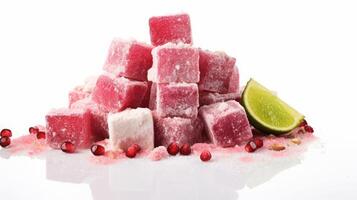 AI generated Sweet Turkish Delight on White photo
