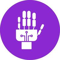 Robotics hand Glyph Circle Icon vector