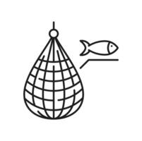 Fish trap box container isolated outline icon vector