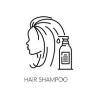 Hair care and shampoo treatment thin line icon vector