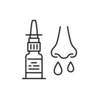 Nasal spray line icon of pharmacy medicine bottle vector