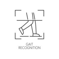 Gait recognition outline icon, vector linear sign