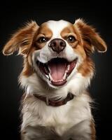 AI generated Adorable canine with hilarious and expressive close-up - funny dog portrait for lighthearted moments photo