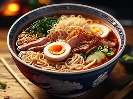 AI generated a bowl of ramen. generative ai photo