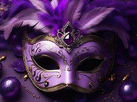 AI generated Violet Mardi Gras Carnaval  Background. Generative AI photo