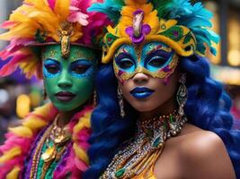 AI generated Mardi Gras Mask Costume, Traditional Carnival Design. Generative AI photo