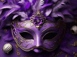 AI generated Violet Mardi Gras Carnaval  Background. Generative AI photo