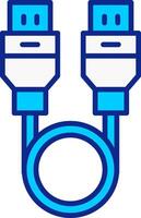 USB cable azul lleno icono vector