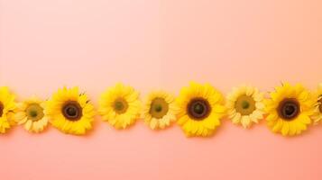 AI generated Studio shot of Sunflowers on and yellow gradient background photo