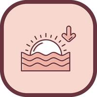 Sunset Line filled sliped Icon vector