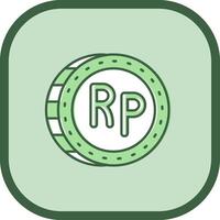 Indonesian rupiah Line filled sliped Icon vector