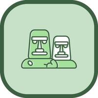 moai línea lleno resbaló icono vector