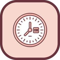 reloj línea lleno resbaló icono vector