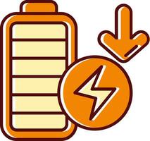 Low battery filled Sliped Retro Icon vector