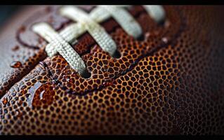 AI generated Leather Football Texture Close Up Macro photo