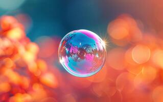 AI generated Vibrant Macro Soap Bubbles photo