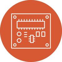 tarjeta de circuito impreso tablero línea multicírculo icono vector