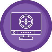 Compass Solid Purple Circle Icon vector