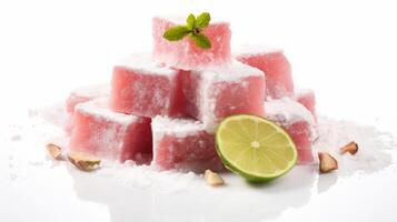 AI generated Sweet Turkish Delight on White photo