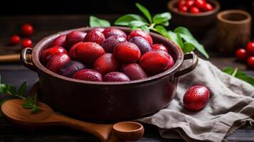 AI generated Cooking Plums in Pan photo