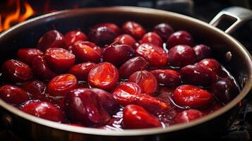 AI generated Cooking Plums in Pan photo