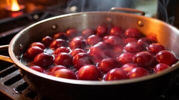 AI generated Cooking Plums in Pan photo