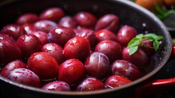 AI generated Cooking Plums in Pan photo