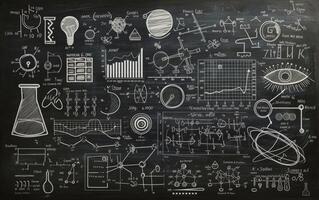 AI generated Chalkboard with Mathematical Concepts photo