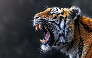 AI generated Bengal Tiger Roaring Profile View photo