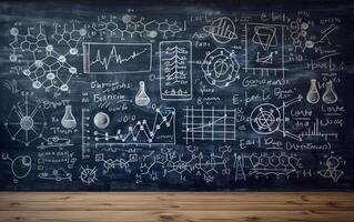 AI generated Chalkboard with Mathematical Concepts photo