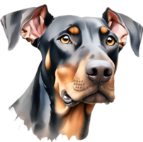 ai generiert Dobermann Pinscher Hund. Aquarell Clip Art. png