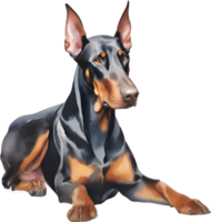 AI generated Doberman Pinscher dog. Watercolor Clipart. png