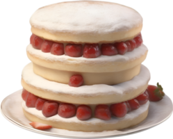 AI generated Sponge Cake. Close-up image of a Classic Victoria sandwich recipe. png