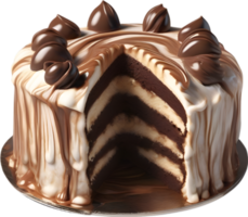 AI generated Chocolate marble cake. Close-up image of a Chocolate marble cake. png