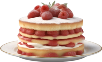 ai generiert Schwamm Kuchen. Nahansicht Bild von ein klassisch Victoria Sandwich Rezept. png