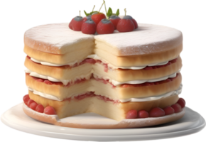 AI generated Sponge Cake. Close-up image of a Classic Victoria sandwich recipe. png