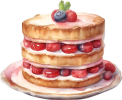AI generated Sponge Cake. Close-up image of a Classic Victoria sandwich recipe. png