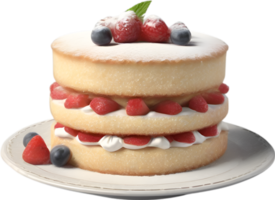 AI generated Sponge Cake. Close-up image of a Classic Victoria sandwich recipe. png