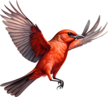 AI generated Close-up image of a Crimson Chat bird. png