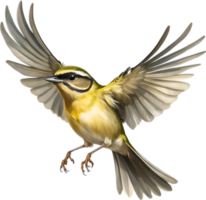 AI generated Close-up image of a Goldcrest bird. png