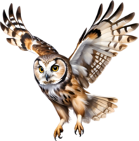 ai généré fermer image de une nord aiguiseur de scie hibou oiseau. png