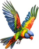 ai generiert Nahansicht Bild von ein Regenbogen Lorikeet Vogel. png