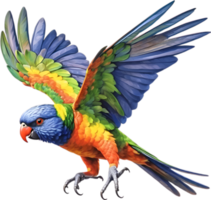 ai generiert Nahansicht Bild von ein Regenbogen Lorikeet Vogel. png