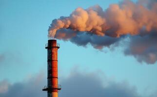 ai generado fumar olas desde un Chimenea, contaminación y industrial impacto imagen foto