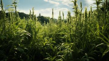 AI generated Green Fields Under Blue Sky Landscape photo